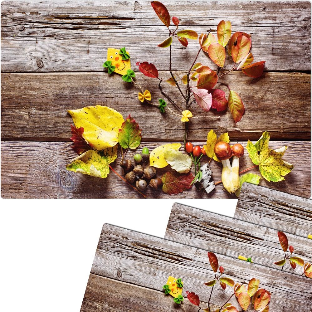 matches21 - Webshop Tischsets Platzsets MOTIV abwaschbar Blaetter Laub Herbst Holzbrett Holz Herbst 126257 2 1 17