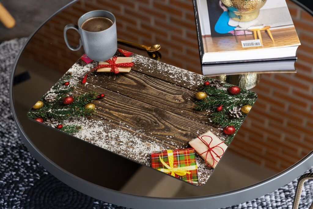 matches21 - Webshop Tischsets Platzsets MOTIV abwaschbar Geschenke Weihnachten Holz Schnee Kugeln 126241 14 1 26