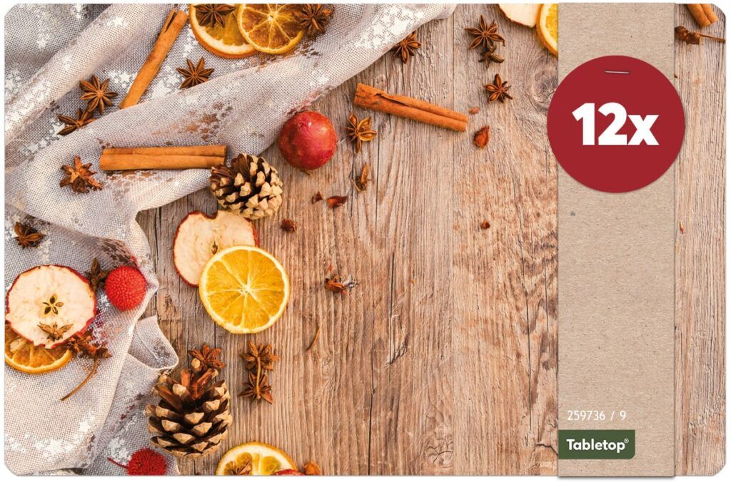 matches21 - Webshop Tischsets Platzsets MOTIV abwaschbar Gewuerze Zapfen Holz Weihnachten 126240 12 1 6