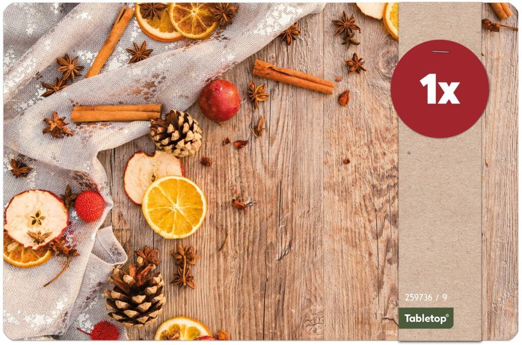matches21 - Webshop Tischsets Platzsets MOTIV abwaschbar Gewuerze Zapfen Holz Weihnachten 126240 8 1 2