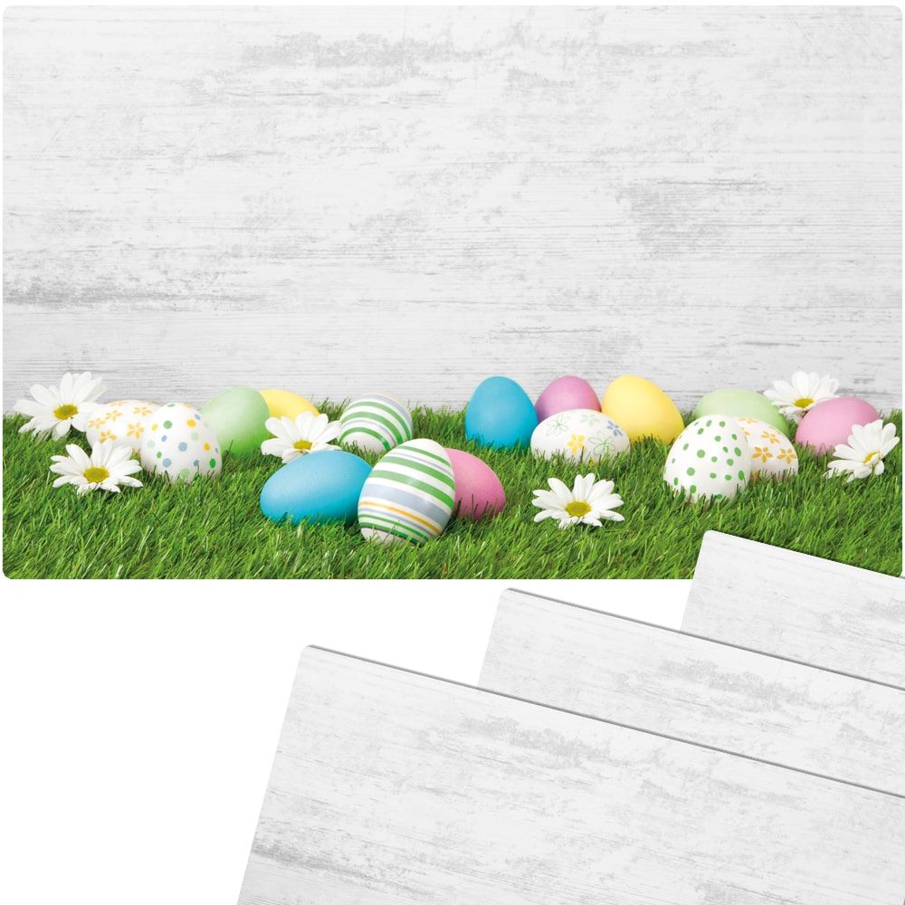 matches21 - Webshop Tischsets Platzsets MOTIV abwaschbar Ostereier Gaensebluemchen graue Wand bunt 126276 12 1 3