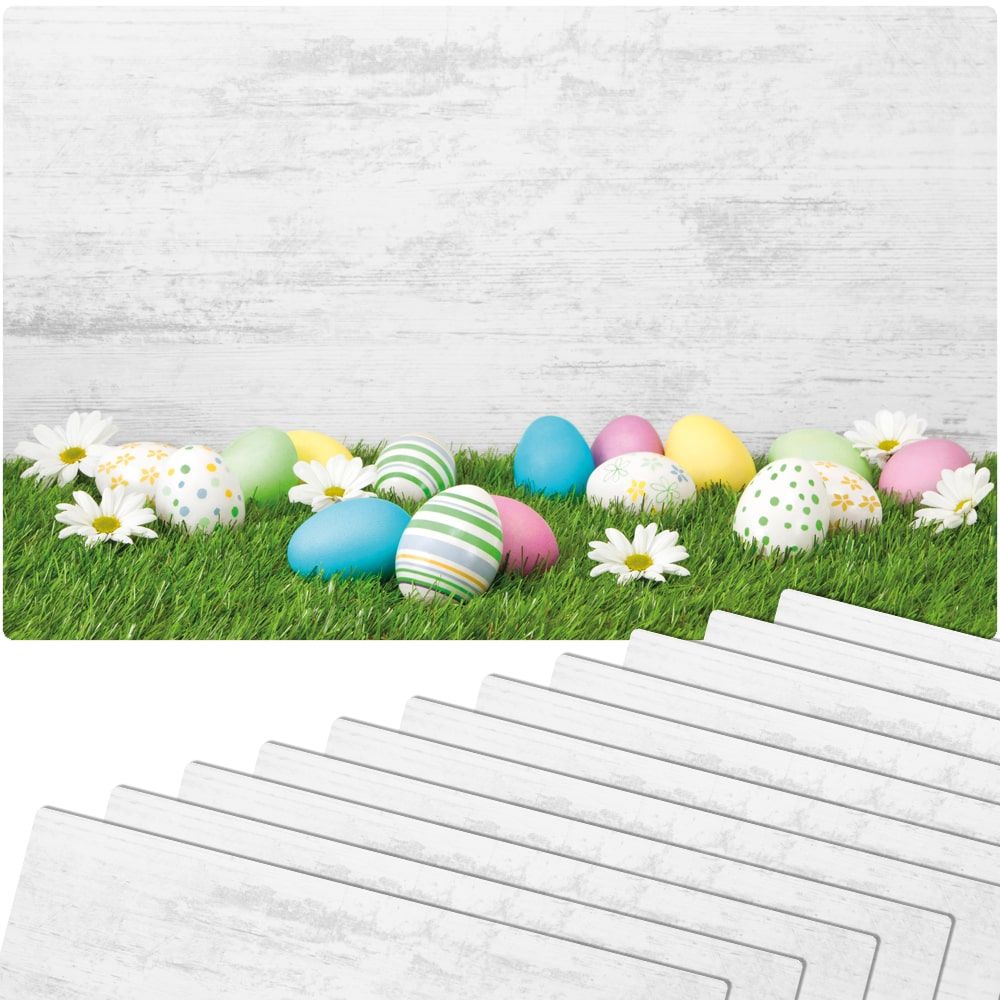 matches21 - Webshop Tischsets Platzsets MOTIV abwaschbar Ostereier Gaensebluemchen graue Wand bunt 126276 13 1 6