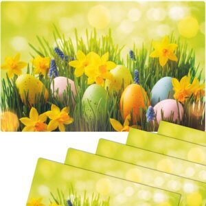 matches21 - Webshop Tischsets Platzsets MOTIV abwaschbar Ostereier Osterglocken Blumenwiese bunt 126275 6 1 22