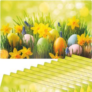 matches21 - Webshop Tischsets Platzsets MOTIV abwaschbar Ostereier Osterglocken Blumenwiese bunt 126275 9 1 24