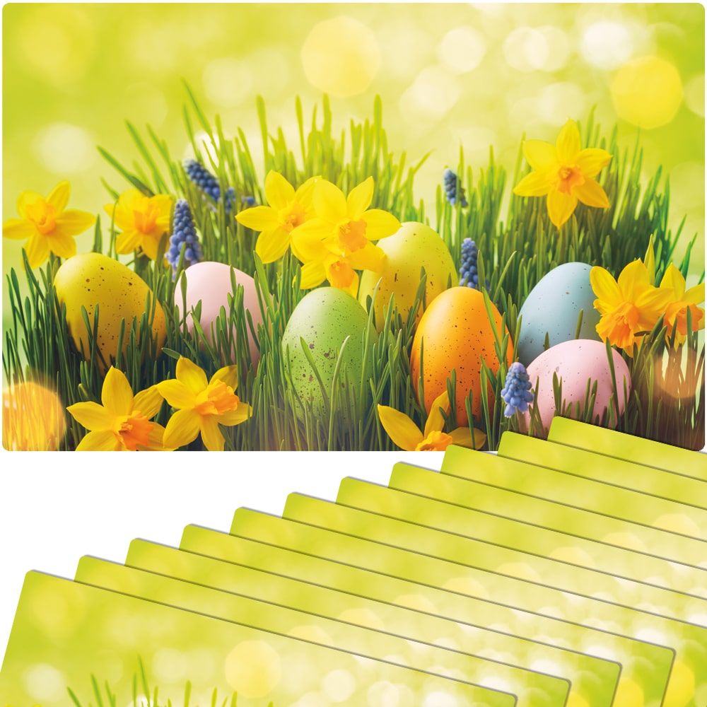 matches21 - Webshop Tischsets Platzsets MOTIV abwaschbar Ostereier Osterglocken Blumenwiese bunt 126275 9 1 18