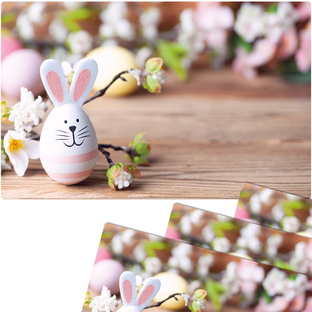 matches21 - Webshop Tischsets Platzsets MOTIV abwaschbar Osterhase Kirschblueten Holzbrett bunt 126272 6 1 3