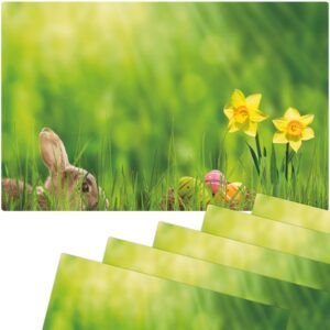 matches21 - Webshop Tischsets Platzsets MOTIV abwaschbar Osterhase Osterglocke Wiese bunt 126273 14 1 10