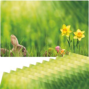 matches21 - Webshop Tischsets Platzsets MOTIV abwaschbar Osterhase Osterglocke Wiese bunt 126273 7 1 12