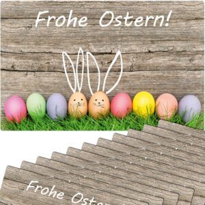 matches21 - Webshop Tischsets Platzsets MOTIV abwaschbar Ostern FROHE OSTERN Osterhasen Ostereier 126267 8 1 24