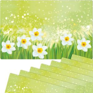 matches21 - Webshop Tischsets Platzsets MOTIV abwaschbar Ostern Osterglocken Blumen weiss gruen 126270 6 1 23