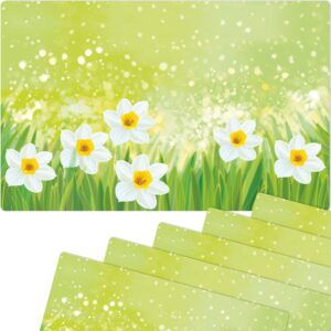 matches21 - Webshop Tischsets Platzsets MOTIV abwaschbar Ostern Osterglocken Blumen weiss gruen 126270 7 2 22