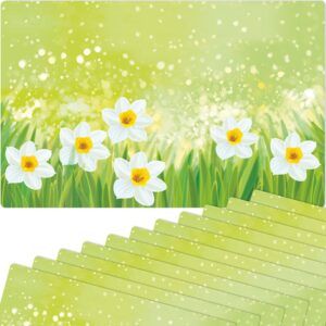 matches21 - Webshop Tischsets Platzsets MOTIV abwaschbar Ostern Osterglocken Blumen weiss gruen 126270 9 1 24