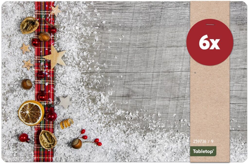 matches21 - Webshop Tischsets Platzsets MOTIV abwaschbar Stoffband Deko Holz Weihnachten 126230 32 1 4