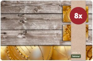 matches21 - Webshop Tischsets Platzsets MOTIV abwaschbar Weihnachten Deko Kugeln gold und Holz 126236 11 1 32