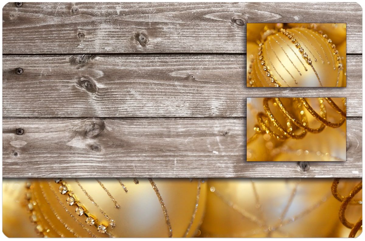 matches21 - Webshop Tischsets Platzsets MOTIV abwaschbar Weihnachten Deko Kugeln gold und Holz 126236 7 1 8