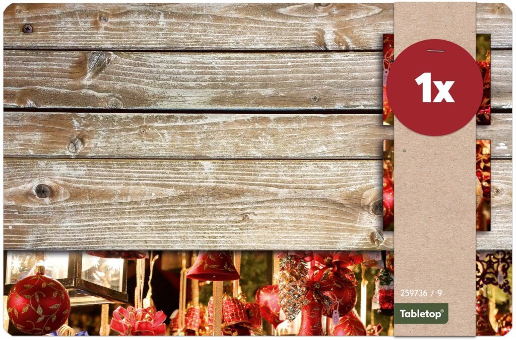 matches21 - Webshop Tischsets Platzsets MOTIV abwaschbar Weihnachten Deko Kugeln rot und Holz 126237 8 1 20