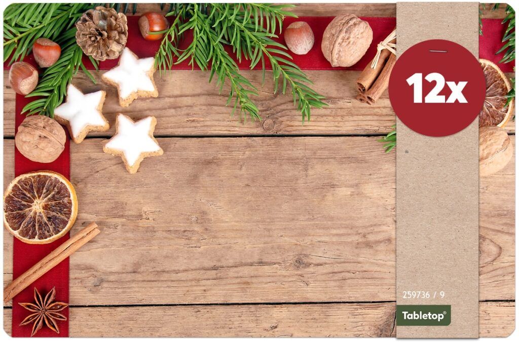 matches21 - Webshop Tischsets Platzsets MOTIV abwaschbar Weihnachten Gewuerze und Holzoptik 126228 12 1 24