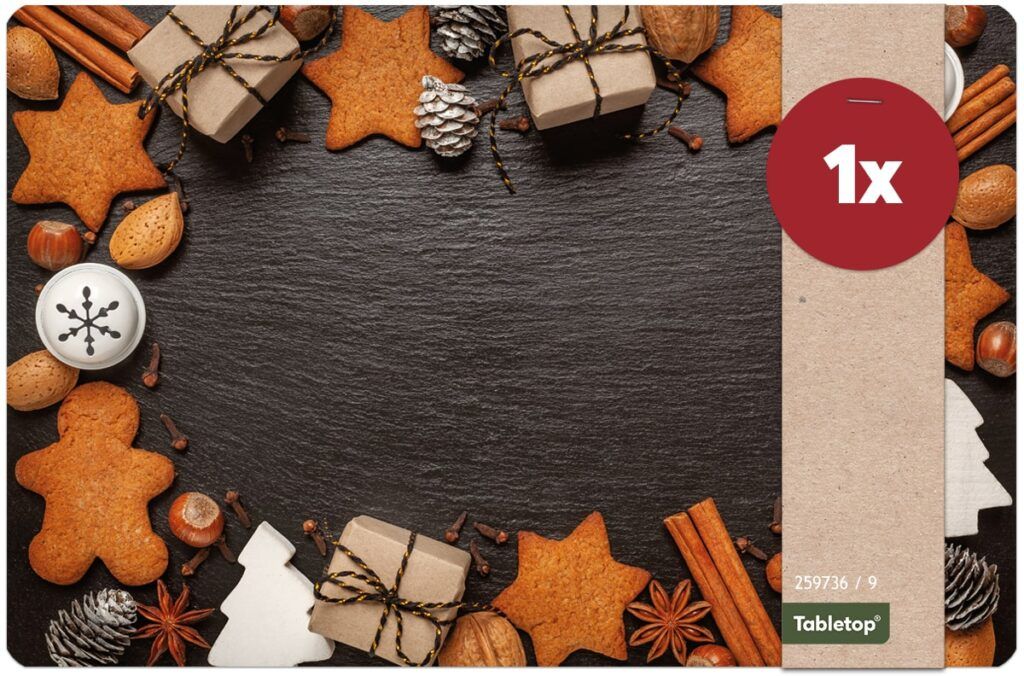 matches21 - Webshop Tischsets Platzsets MOTIV abwaschbar Weihnachten Lebkuchen Zapfen Schiefer 126243 26 1 2