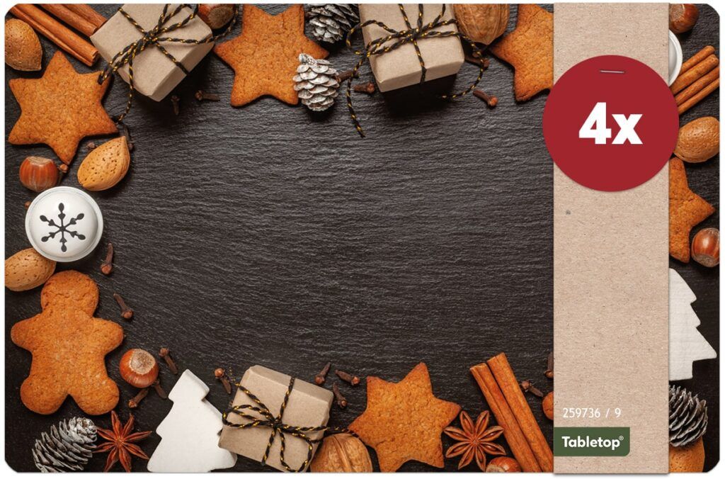 matches21 - Webshop Tischsets Platzsets MOTIV abwaschbar Weihnachten Lebkuchen Zapfen Schiefer 126243 27 1 3