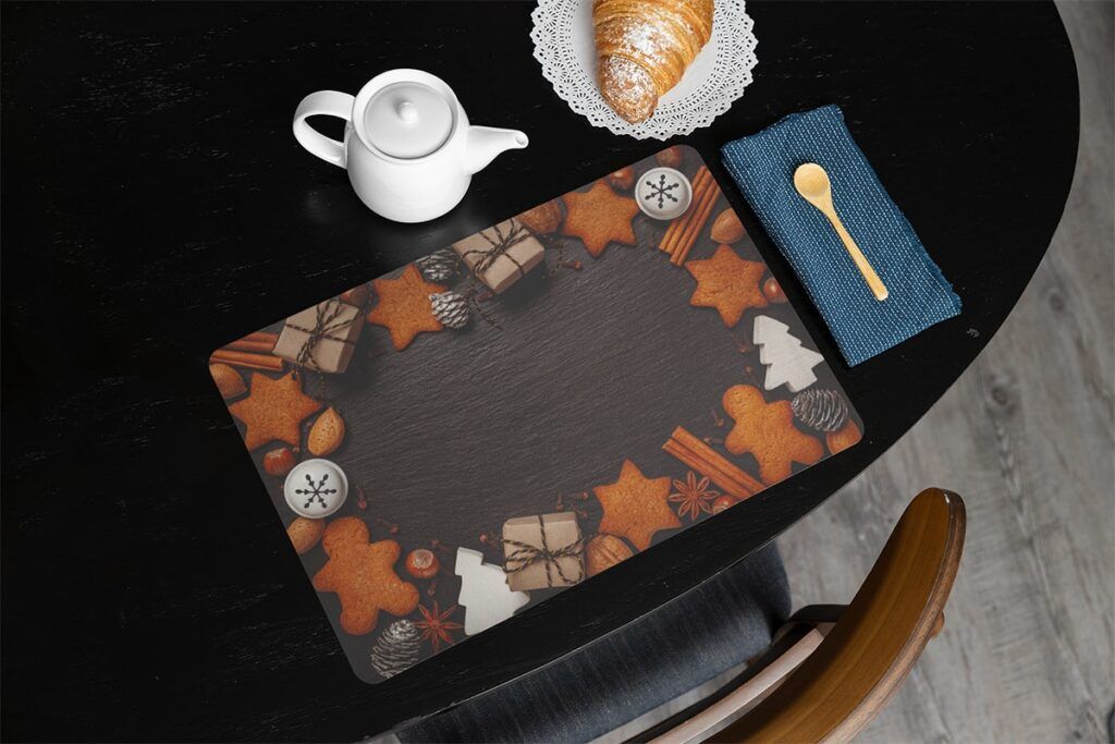 matches21 - Webshop Tischsets Platzsets MOTIV abwaschbar Weihnachten Lebkuchen Zapfen Schiefer 126243 33 1 9
