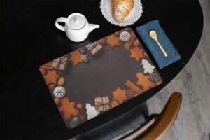 matches21 - Webshop Tischsets Platzsets MOTIV abwaschbar Weihnachten Lebkuchen Zapfen Schiefer 126243 33 1 18