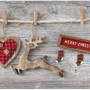 matches21 - Webshop Tischsets Platzsets MOTIV abwaschbar Weihnachten Merry Christmas und Holzoptik 126227 39 1 26