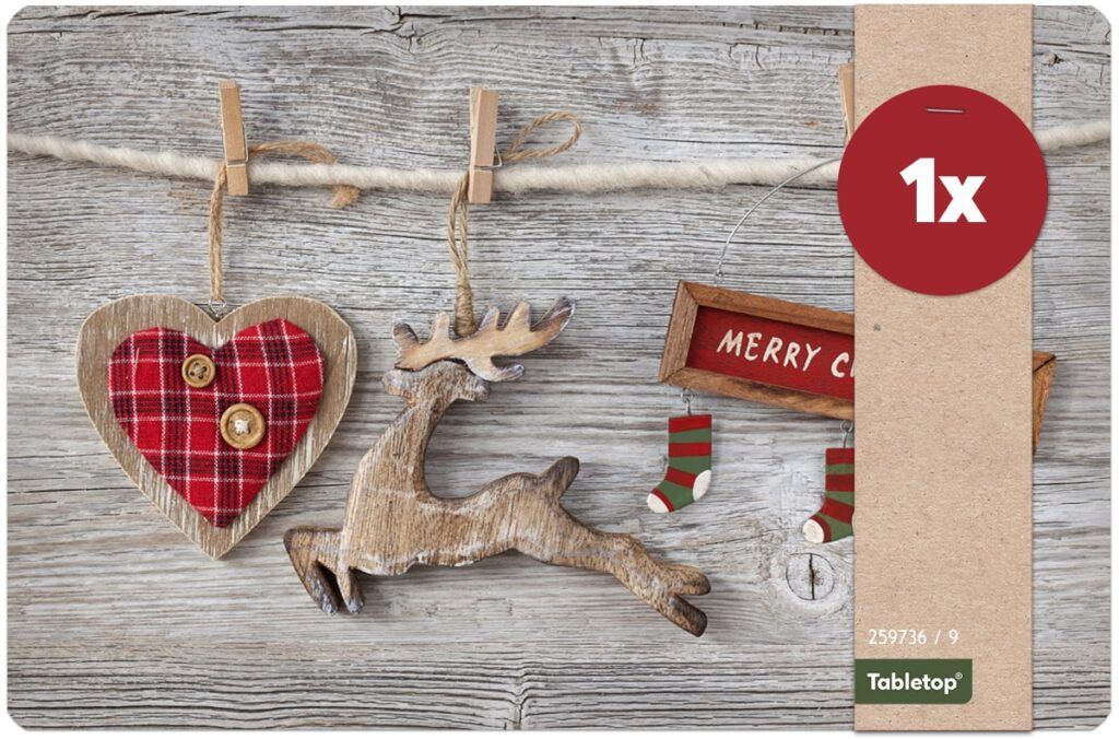 matches21 - Webshop Tischsets Platzsets MOTIV abwaschbar Weihnachten Merry Christmas und Holzoptik 126227 40 1 2