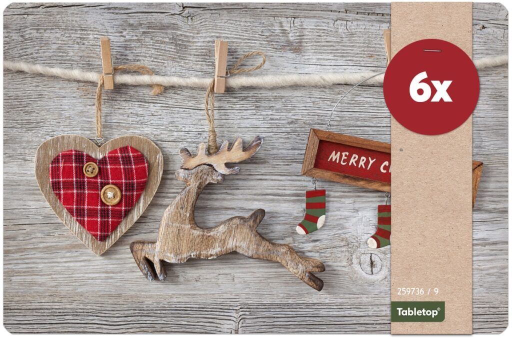 matches21 - Webshop Tischsets Platzsets MOTIV abwaschbar Weihnachten Merry Christmas und Holzoptik 126227 42 1 4
