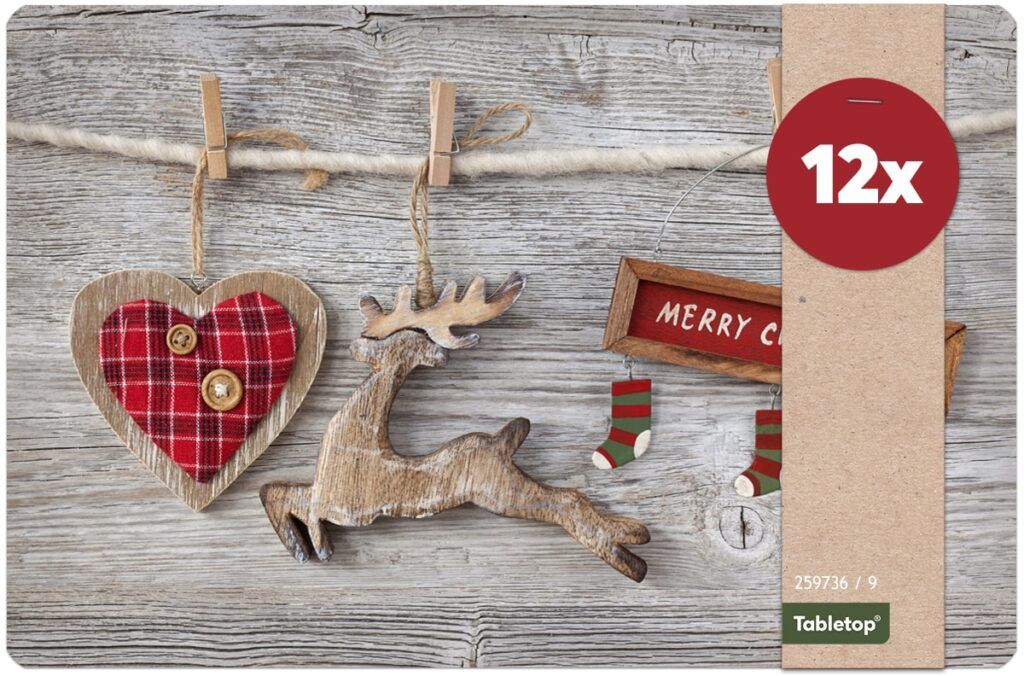 matches21 - Webshop Tischsets Platzsets MOTIV abwaschbar Weihnachten Merry Christmas und Holzoptik 126227 44 1 6
