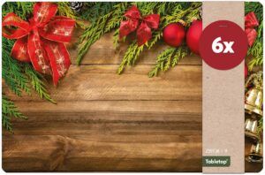 matches21 - Webshop Tischsets Platzsets MOTIV abwaschbar Weihnachten Schleifen Gloeckchen Holz 126239 10 1 31