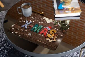 matches21 - Webshop Tischsets Platzsets MOTIV abwaschbar Weihnachten XMAS Holz Schneeflocken 126242 27 1 35