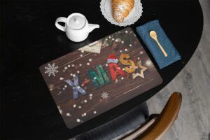 matches21 - Webshop Tischsets Platzsets MOTIV abwaschbar Weihnachten XMAS Holz Schneeflocken 126242 28 1 36