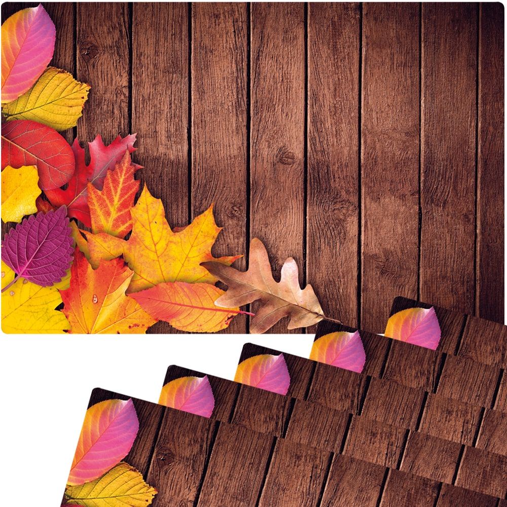 matches21 - Webshop Tischsets Platzsets MOTIV abwaschbar buntes Herbstlaub Blaetter Holz bunt 126260 3 1 18