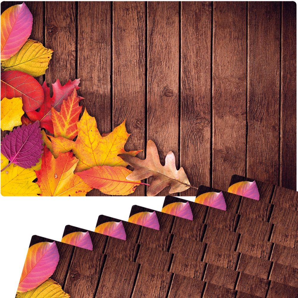 matches21 - Webshop Tischsets Platzsets MOTIV abwaschbar buntes Herbstlaub Blaetter Holz bunt 126260 4 1 19