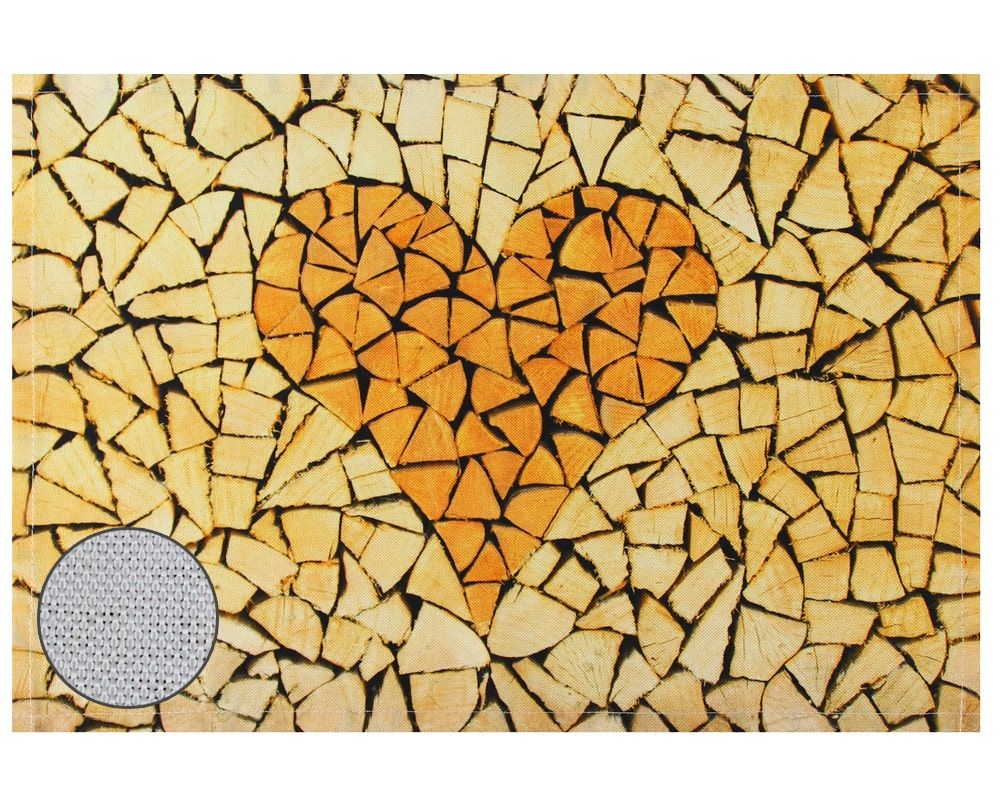 matches21 Tischsets Platzsets Textil CLOTH Herz Holz Holzscheite Holzoptik braun 4er 45x30 cm 125582 1 1 2