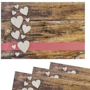 matches21 - Webshop Tischsets Platzsets Textil CLOTH Herzen Baender Holz rosa weiss 4er Set 45x30 cm 125047 1 4