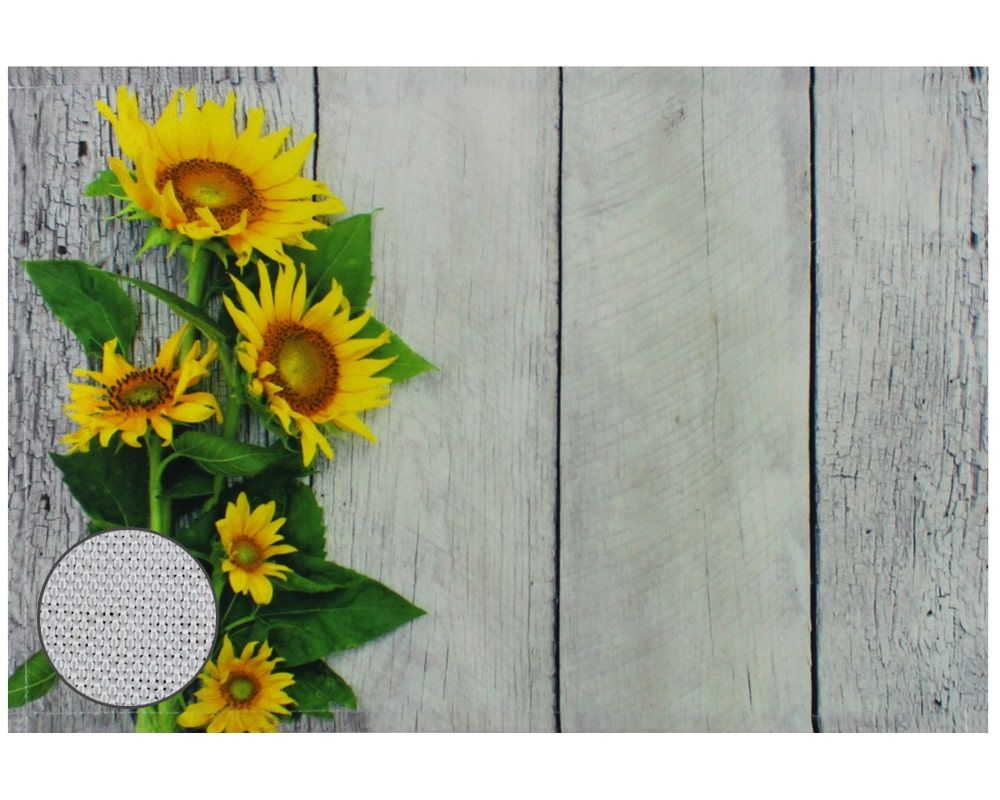 matches21 - Webshop Tischsets Platzsets Textil CLOTH Sonnenblumen Blumen Holz gelb weiss 2er 45x30 cm 125547 1 1 2