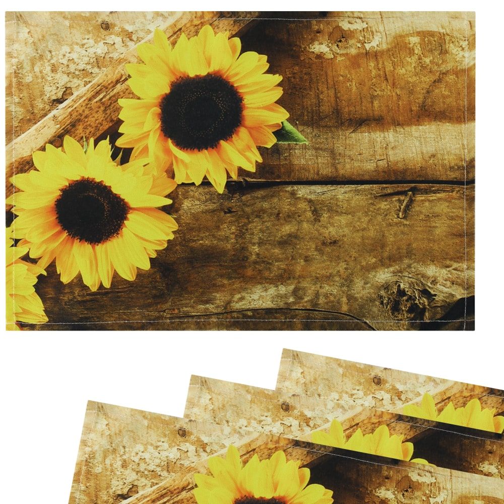 matches21 - Webshop Tischsets Platzsets Textil CLOTH Sonnenblumen Holz gelb braun 4er Set 45x30 cm 125035 1 19