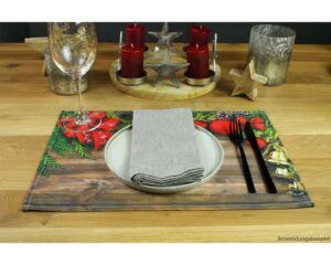 matches21 - Webshop Tischsets Stoff CLOTH waschbar Geschenke Zapfen Girlande Holz Weihnachten 126222 5 1 31