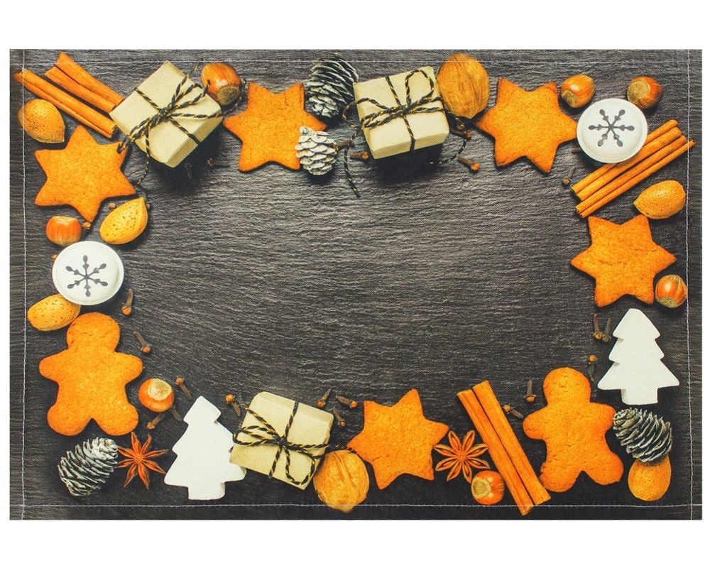 matches21 - Webshop Tischsets Stoff CLOTH waschbar Lebkuchen Gewuerze Tannenzapfen Schiefer 126220 1 1 2