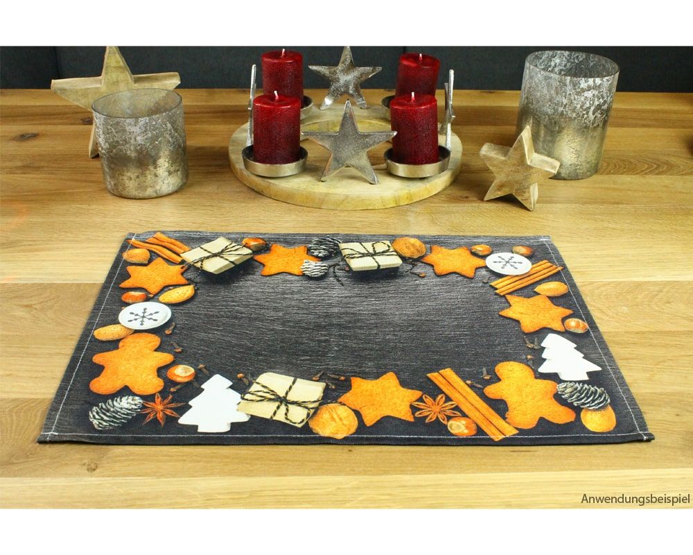 matches21 - Webshop Tischsets Stoff CLOTH waschbar Lebkuchen Gewuerze Tannenzapfen Schiefer 126220 4 1 5