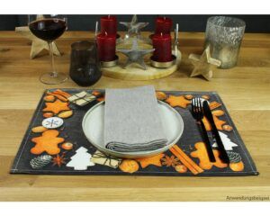 matches21 - Webshop Tischsets Stoff CLOTH waschbar Lebkuchen Gewuerze Tannenzapfen Schiefer 126220 5 1 14