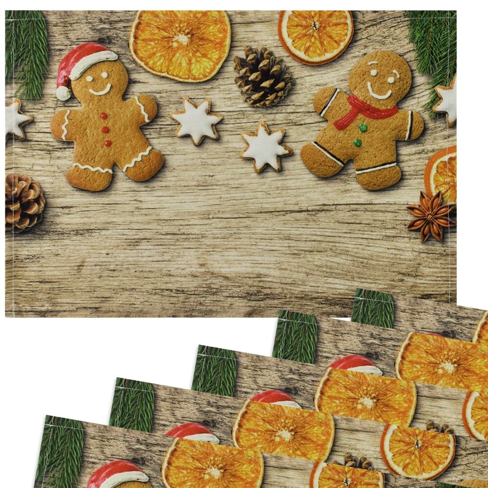 matches21 - Webshop Tischsets Stoff CLOTH waschbar Lebkuchenmaenner Deko Holz Weihnachten 126207 3 1 4