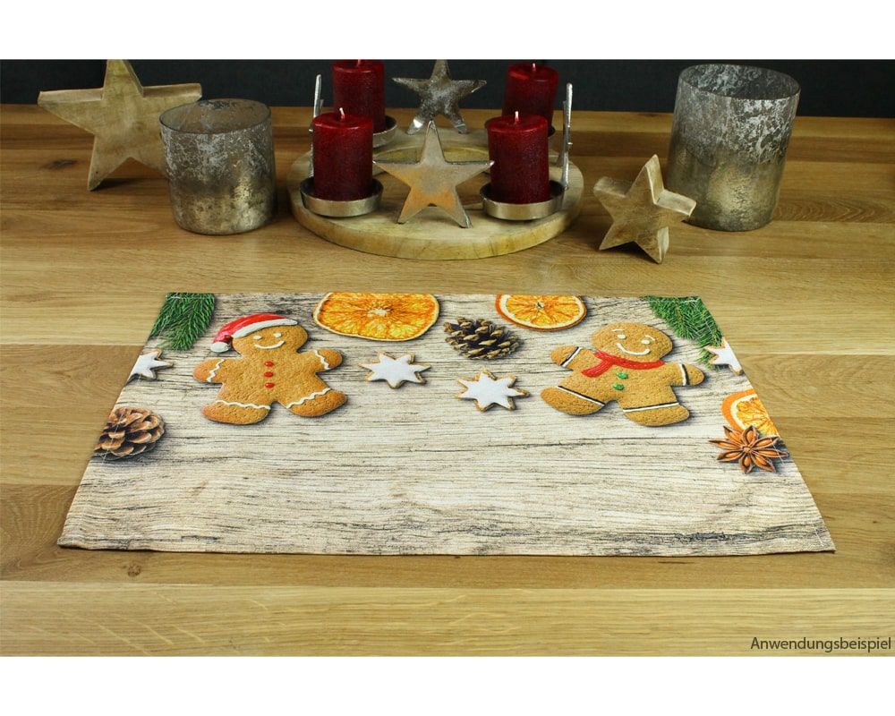 matches21 - Webshop Tischsets Stoff CLOTH waschbar Lebkuchenmaenner Deko Holz Weihnachten 126207 7 1 6