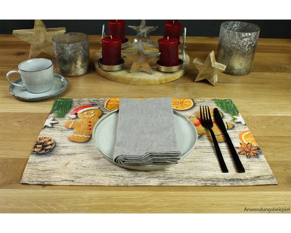matches21 - Webshop Tischsets Stoff CLOTH waschbar Lebkuchenmaenner Deko Holz Weihnachten 126207 8 1 7