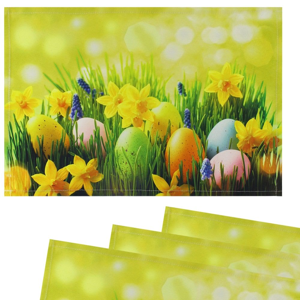 matches21 - Webshop Tischsets Stoff CLOTH waschbar Ostereier Osterglocken Blumenwiese bunt 126330 2 1 13