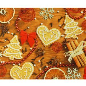 matches21 - Webshop Tischsets Stoff CLOTH waschbar Plaetzchen Perlen Deko auf Holz Weihnachten 126223 1 35