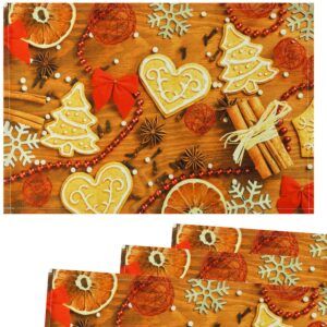 matches21 - Webshop Tischsets Stoff CLOTH waschbar Plaetzchen Perlen Deko auf Holz Weihnachten 126223 2 1 27