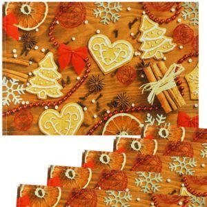 matches21 - Webshop Tischsets Stoff CLOTH waschbar Plaetzchen Perlen Deko auf Holz Weihnachten 126223 3 1 28