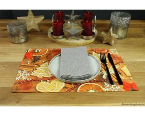 matches21 - Webshop Tischsets Stoff CLOTH waschbar Plaetzchen Perlen Deko auf Holz Weihnachten 126223 4 1 29